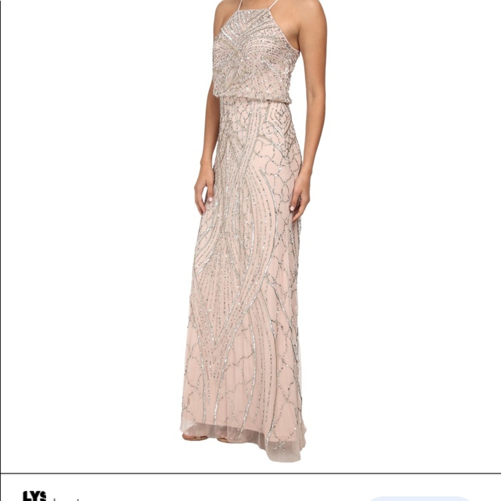 UEC Adrianna Papell champagne beaded gown size 4